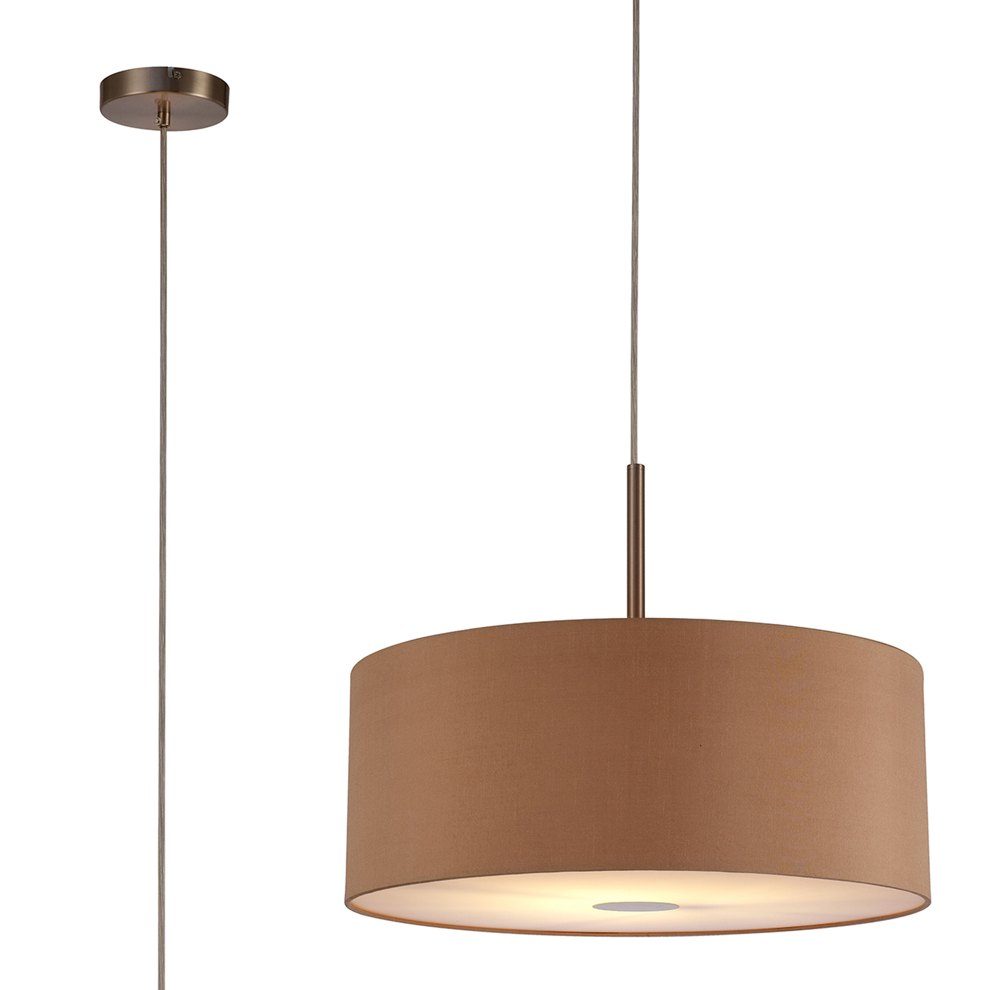Baymont 50cm Pendant 1 Light Satin Nickel, Antique Gold/Ruby, Frosted Diffuser